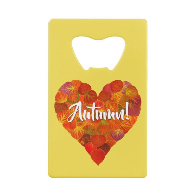 I Love Autumn, Bold—Red Aspen Leaf Heart 1 (Front)