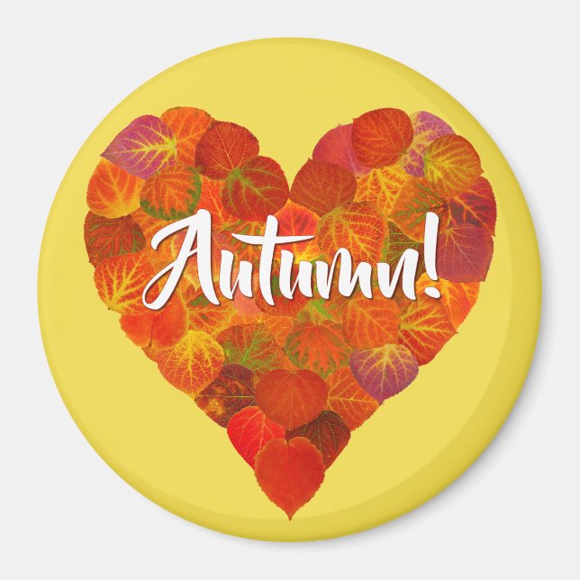 I Love Autumn, Bold—Red Aspen Leaf Heart 1 Magnet (Front)