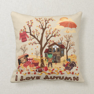 I Love Autumn - Fall Scenery Cushion