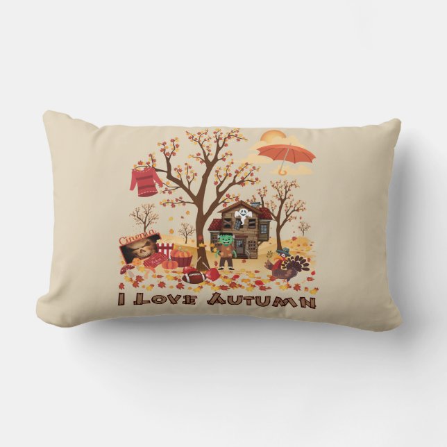 I Love Autumn - Fall Scenery Lumbar Cushion (Front)