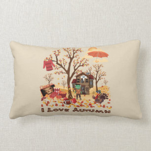 I Love Autumn - Fall Scenery Lumbar Cushion