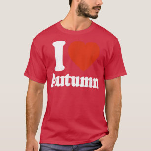 I Love Autumn Heart Red Funny Graphic Tee Design M