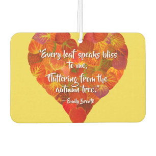 I Love Autumn—Red Aspen Leaf Heart 1, Brontë Quote Car Air Freshener