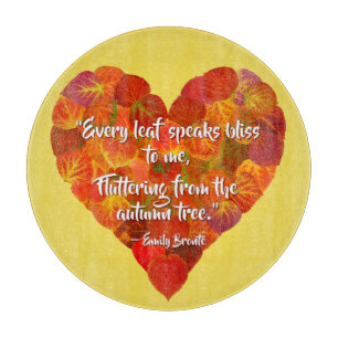 I Love Autumn—Red Aspen Leaf Heart 1, Brontë Quote Cutting Board