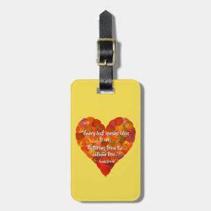 I Love Autumn—Red Aspen Leaf Heart 1, Brontë Quote Luggage Tag