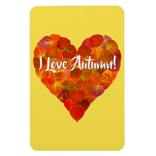 I Love Autumn!—Red Aspen Leaf Heart 1 Magnet
