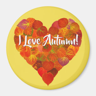 I Love Autumn!—Red Aspen Leaf Heart 1 Magnet