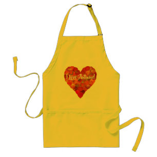 I Love Autumn!—Red Aspen Leaf Heart 1 Standard Apron