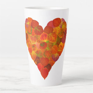I Love Autumn, Subtle—Red Aspen Leaf Heart 1 Latte Mug