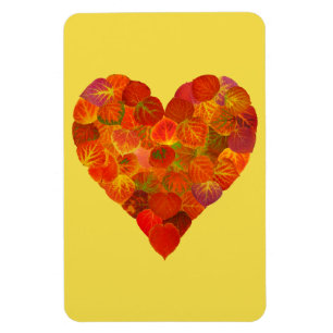 I Love Autumn, Subtle—Red Aspen Leaf Heart 1 Magnet