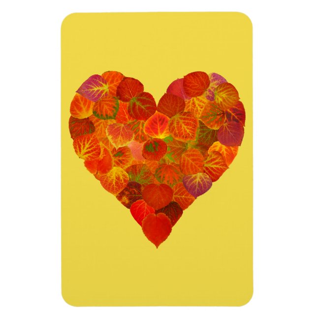 I Love Autumn, Subtle—Red Aspen Leaf Heart 1 Magnet (Vertical)