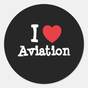 I love Aviation heart custom personalised Classic Round Sticker
