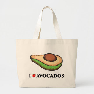 I Love Avocados Large Tote Bag