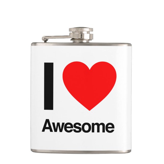 i love awesome hip flask (Front)