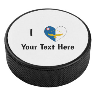 I Love (Azorean Flag Heart) Personalised Hockey Puck
