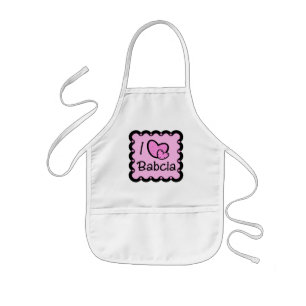 I Love Babcia Cute T-Shirt Kids Apron