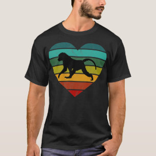 I Love Baboons Monkeys Retro Heart T-Shirt