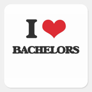 I Love Bachelors Square Sticker