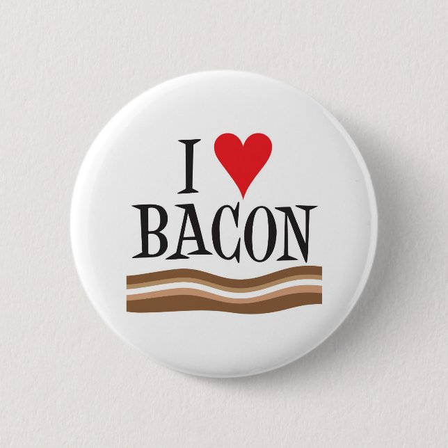 I love bacon 6 cm round badge (Front)