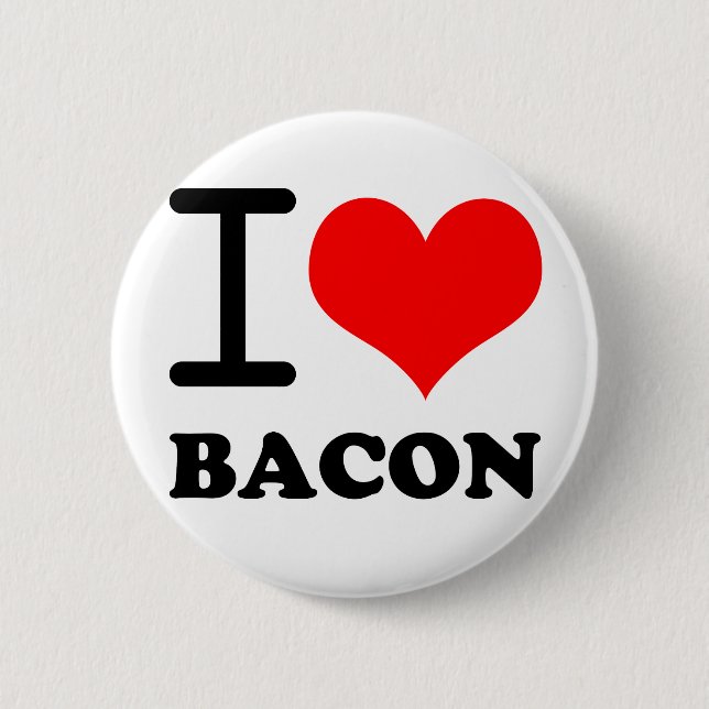 I love bacon 6 cm round badge (Front)