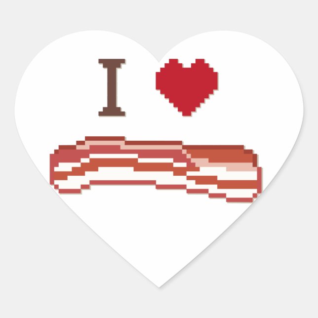 I Love Bacon Heart Sticker (Front)