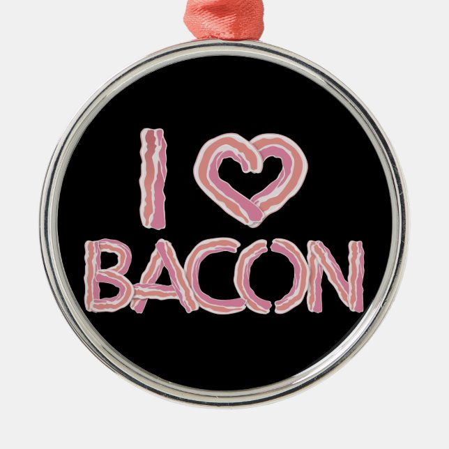 I Love Bacon Metal Tree Decoration (Front)