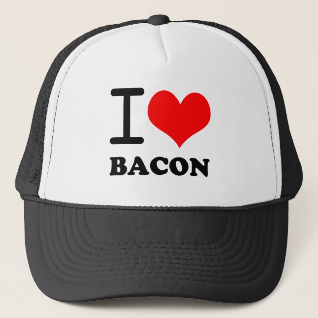 I love bacon trucker hat (Front)
