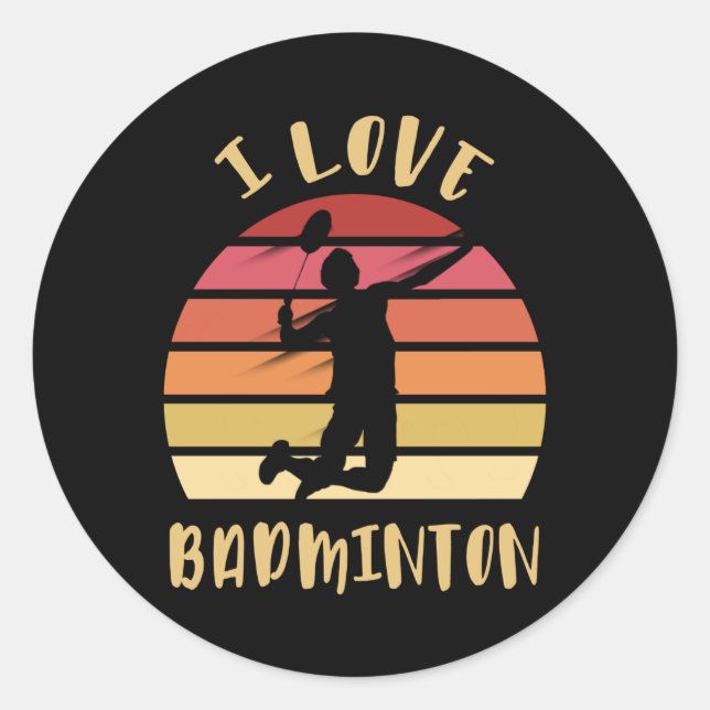 I Love Badminton Jump Smash Classic Round Sticker (Front)