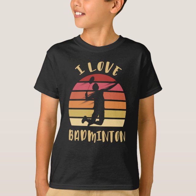 I Love Badminton Jump Smash T-Shirt (Front)