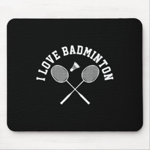 I Love Badminton Player Gift Retro Style Mouse Mat