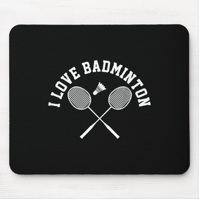 I Love Badminton Player Gift Retro Style  Mouse Mat (Front)
