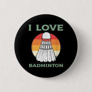 I Love Badminton Sport Vintage Retro Sunset Clothi 6 Cm Round Badge