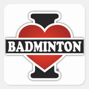 I Love Badminton Square Sticker