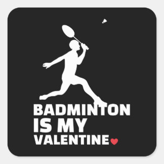 I love badminton Stylish badminton silhouette Square Sticker