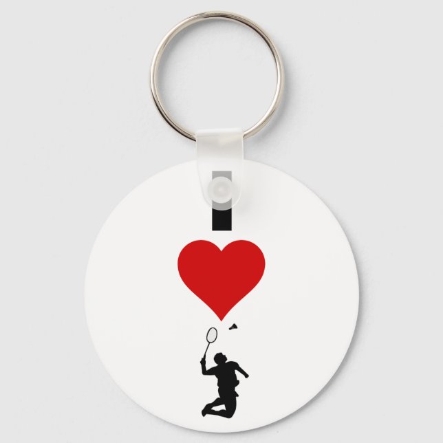 I Love Badminton (Vertical) Key Ring (Front)