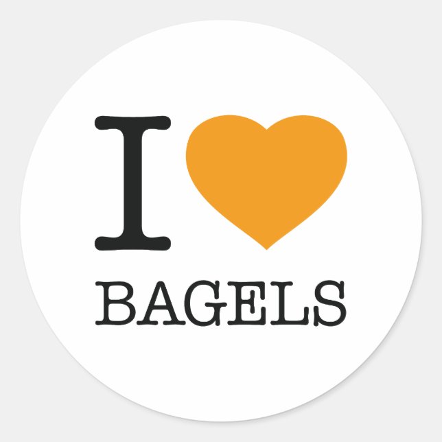 I LOVE BAGELS CLASSIC ROUND STICKER (Front)