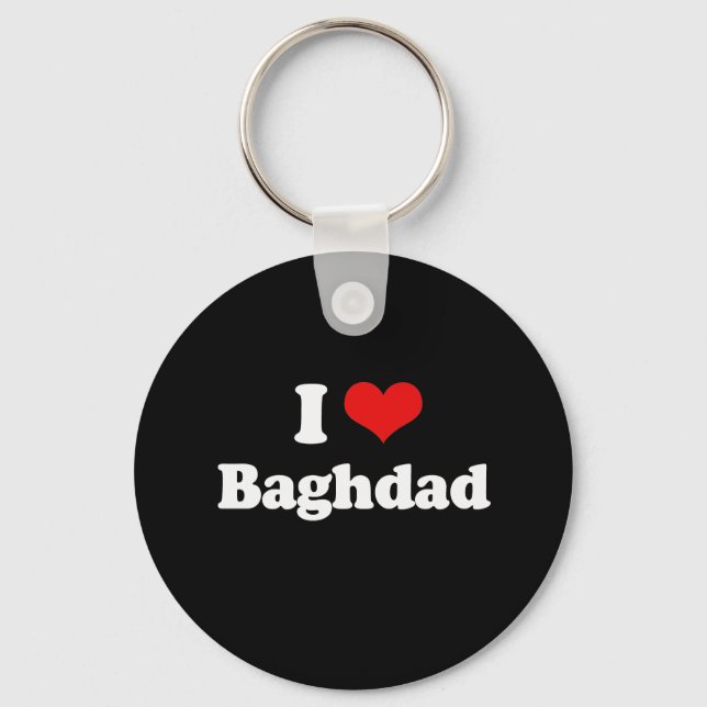I Love Baghdad Tshirt White Tshirt Key Ring (Front)