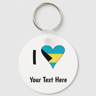 I Love (Bahamas Flag Heart) Personalized Key Ring