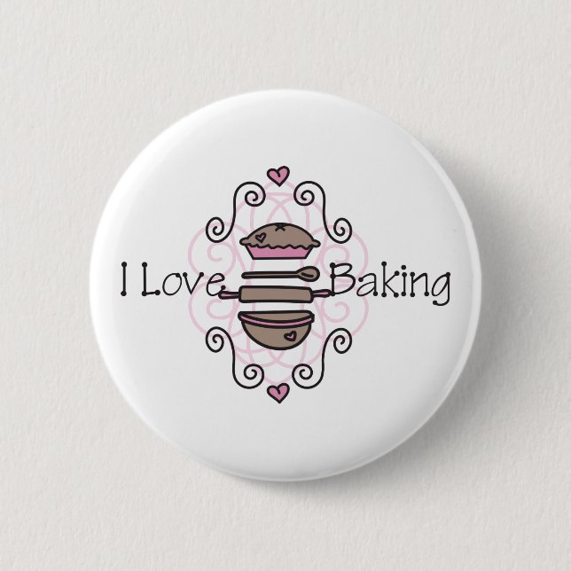 I Love Baking 6 Cm Round Badge (Front)