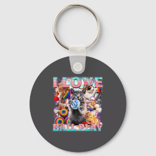 I Love Ball Play Cute Cats Roll Of Wool Kitty For  Key Ring