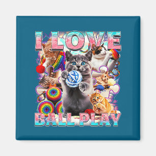 I Love Ball Play Cute Cats Roll Of Wool Kitty For Magnet