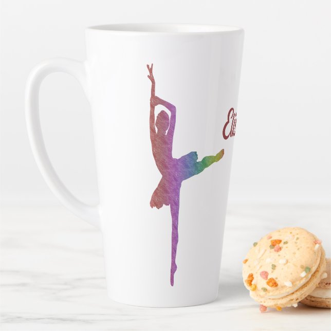 “I Love Ballet” Silhouette Ballerina Latte Mug  (In Situ)