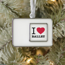 I LOVE BALLET SILVER PLATED FRAMED ORNAMENT