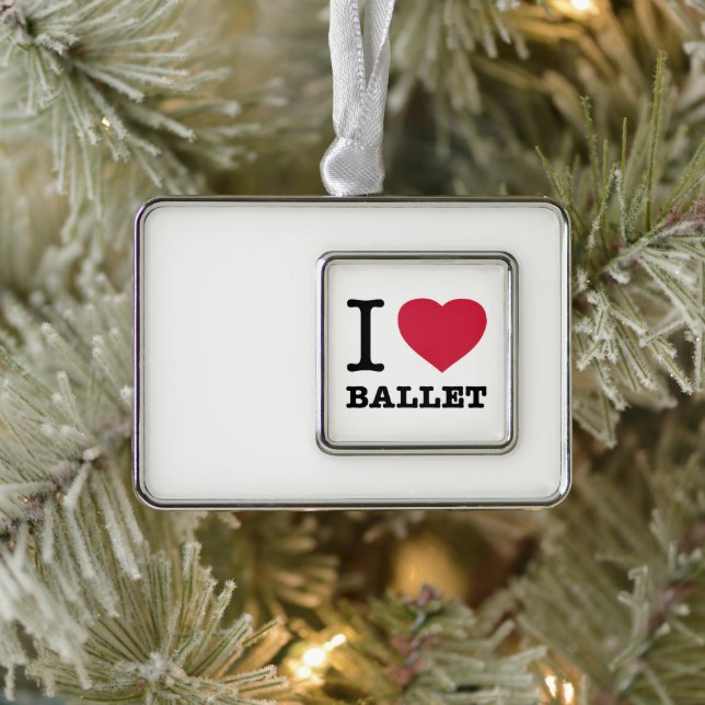 I LOVE BALLET SILVER PLATED FRAMED ORNAMENT (Tree)