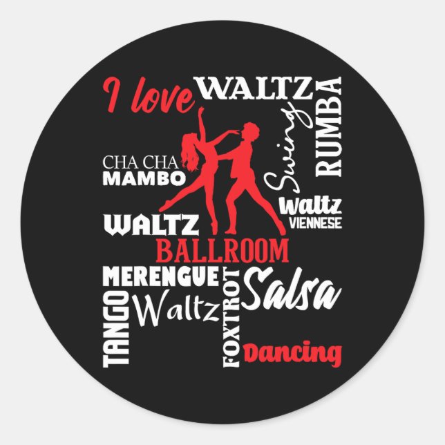 I Love Ballroom Dancing - Dance Instructor Pair Ch Classic Round Sticker (Front)