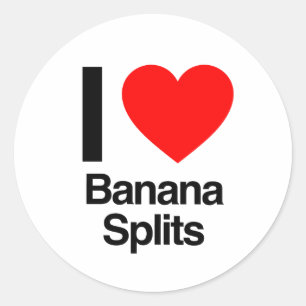 i love banana splits classic round sticker