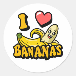 I  Love Bananas Classic Round Sticker