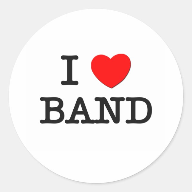 I Love Band Classic Round Sticker (Front)