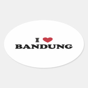 I Love Bandung Indonesia Oval Sticker