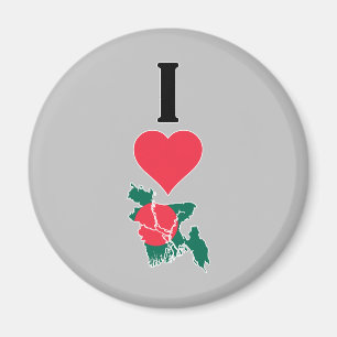 I Love Bangladesh Vertical Heart Country Flag Map Magnet